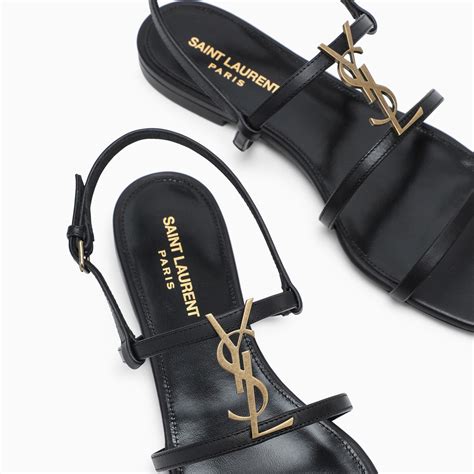 cassandra ysl monogram leather sandals 640 view video|saint laurent tribute sandals flat.